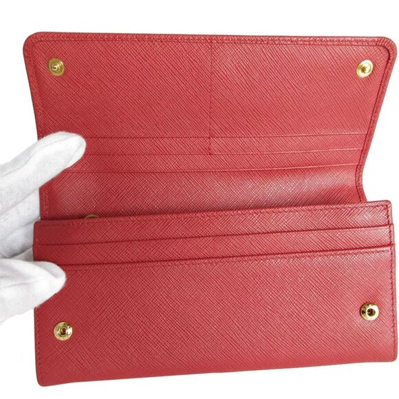 Auth PRADA Long Wallet Red leather - Picture 9 of 10